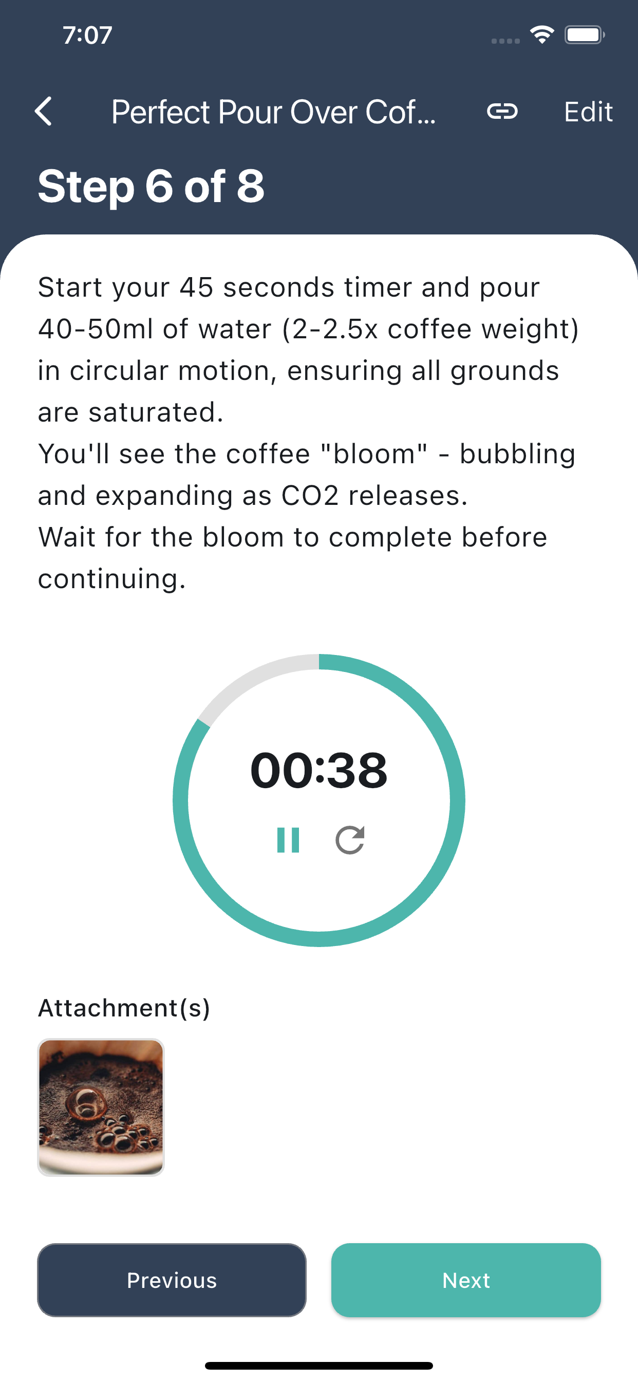 Advanced Mode - Detailed step with timer and attachments