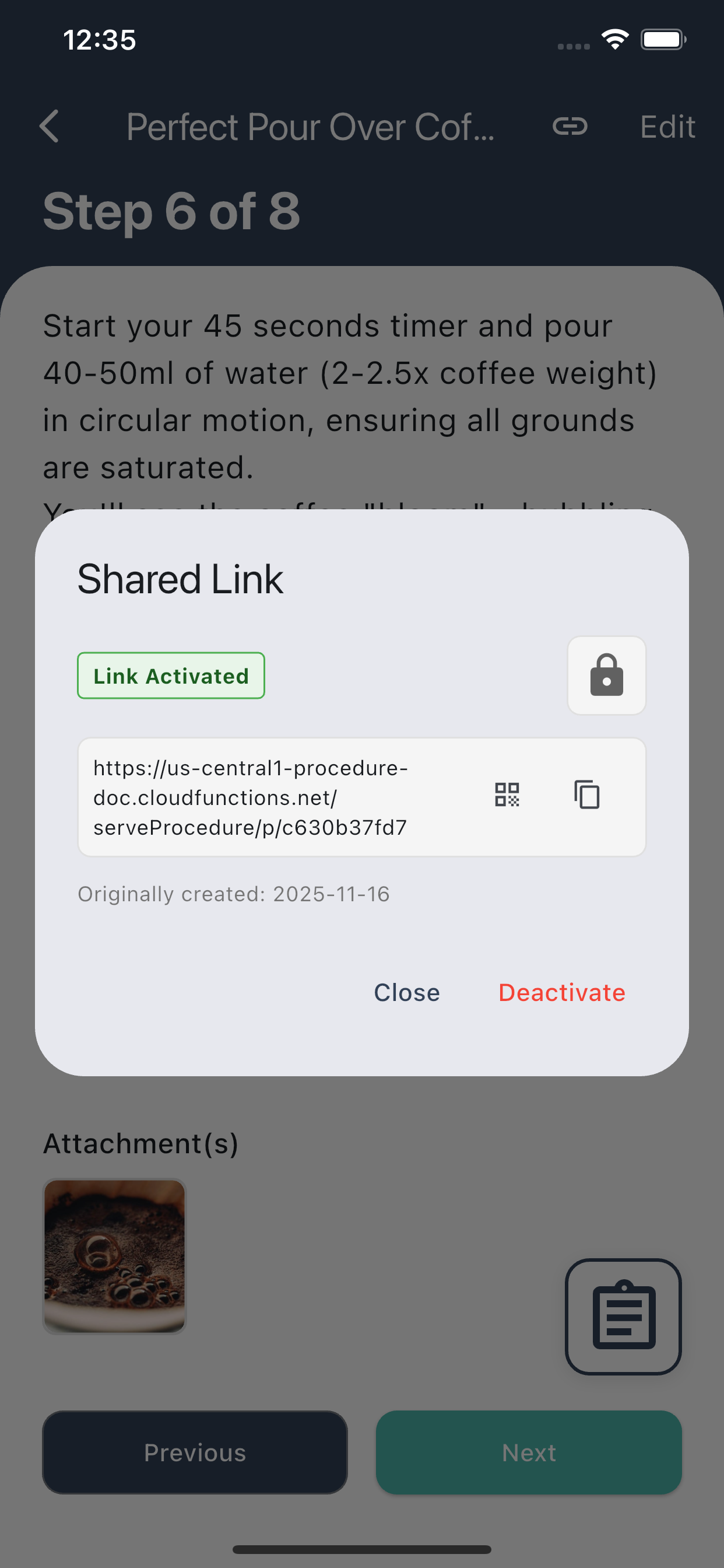Share Dialog - Generate secure shareable links